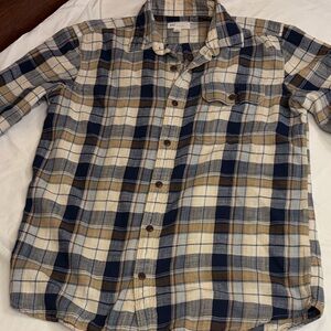 GAP Men's Casual Checkered Shirt - Blue and Tan